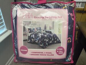 ESCA Unicorn Twin Comforter Set 4 Piece Reversible Kids Bedding New